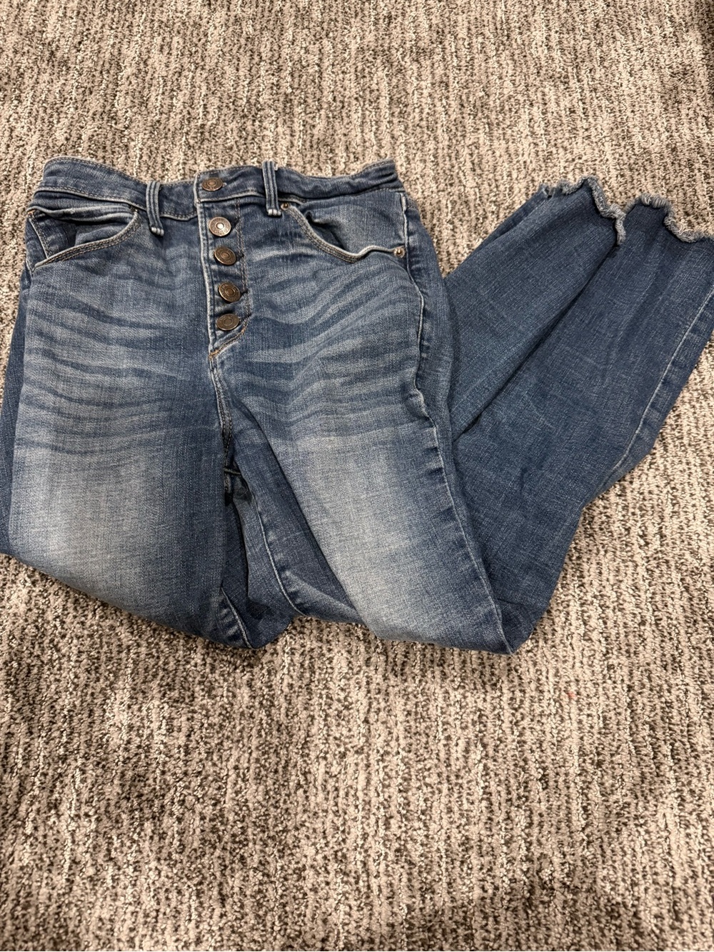 High-Rise super skinny ankle Button-Fly Women's Blue Jeans Abercrombie & Fitch